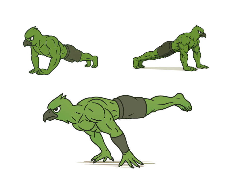 buffbird doing pushups
